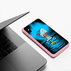 Чехол iPhone XS Max матовый Brawl stars leon shark, цвет: 3D-баблгам — фото 2