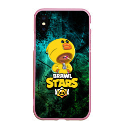 Чехол iPhone XS Max матовый Brawl Stars Leon Selly, цвет: 3D-розовый