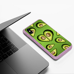 Чехол iPhone XS Max матовый Люблю авокадо, цвет: 3D-сиреневый — фото 2