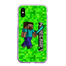 Чехол iPhone XS Max матовый MINECRAFT, цвет: 3D-сиреневый