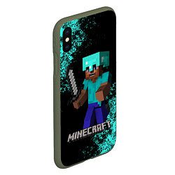 Чехол iPhone XS Max матовый MINECRAFT, цвет: 3D-темно-зеленый — фото 2