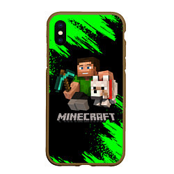 Чехол iPhone XS Max матовый MINECRAFT, цвет: 3D-коричневый