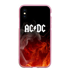 Чехол iPhone XS Max матовый AC DC, цвет: 3D-розовый