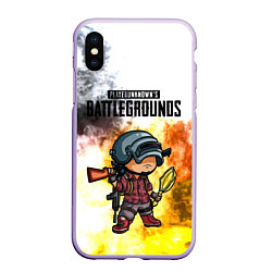 Чехол iPhone XS Max матовый PUBG, цвет: 3D-светло-сиреневый