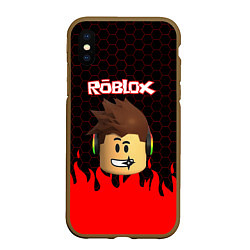 Чехол iPhone XS Max матовый ROBLOX, цвет: 3D-коричневый