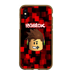 Чехол iPhone XS Max матовый ROBLOX, цвет: 3D-коричневый