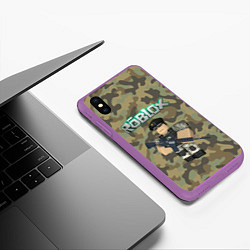 Чехол iPhone XS Max матовый Roblox 23 February Camouflage, цвет: 3D-фиолетовый — фото 2