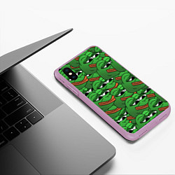 Чехол iPhone XS Max матовый Pepe The Frog, цвет: 3D-сиреневый — фото 2