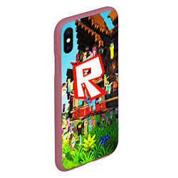 Чехол iPhone XS Max матовый ROBLOX, цвет: 3D-малиновый — фото 2