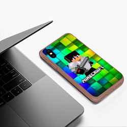 Чехол iPhone XS Max матовый Minecraft Майнкрафт, цвет: 3D-коричневый — фото 2