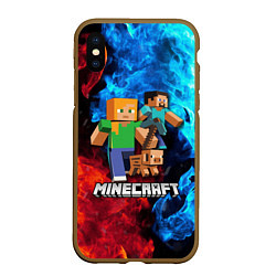 Чехол iPhone XS Max матовый Minecraft Майнкрафт, цвет: 3D-коричневый