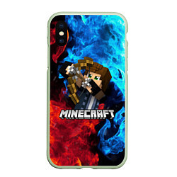 Чехол iPhone XS Max матовый Minecraft Майнкрафт, цвет: 3D-салатовый