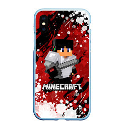 Чехол iPhone XS Max матовый Minecraft Майнкрафт, цвет: 3D-голубой