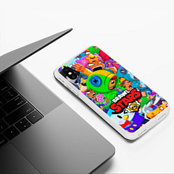 Чехол iPhone XS Max матовый BRAWL STARS LEON, цвет: 3D-белый — фото 2