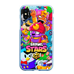 Чехол iPhone XS Max матовый BRAWL STARS GENE, цвет: 3D-голубой