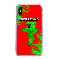 Чехол iPhone XS Max матовый MINECRAFT, цвет: 3D-светло-сиреневый