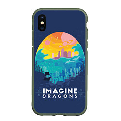 Чехол iPhone XS Max матовый Imagine Dragons, цвет: 3D-темно-зеленый