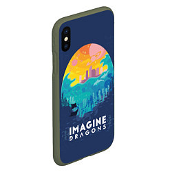 Чехол iPhone XS Max матовый Imagine Dragons, цвет: 3D-темно-зеленый — фото 2