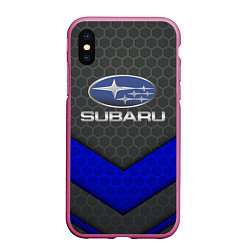 Чехол iPhone XS Max матовый SUBARU, цвет: 3D-малиновый