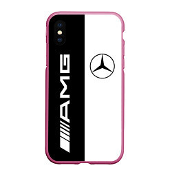 Чехол iPhone XS Max матовый MERCEDES AMG, цвет: 3D-малиновый