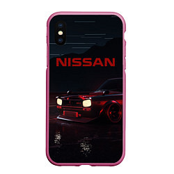 Чехол iPhone XS Max матовый NISSAN, цвет: 3D-малиновый