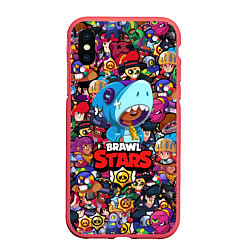 Чехол iPhone XS Max матовый BRAWL STARS: LEON SHARK, цвет: 3D-красный