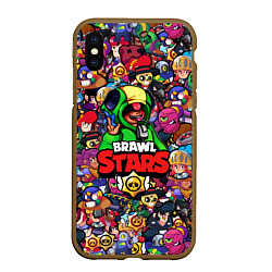 Чехол iPhone XS Max матовый BRAWL STARS:LEON, цвет: 3D-коричневый