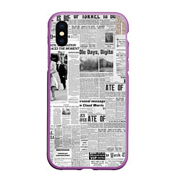 Чехол iPhone XS Max матовый Газета Newspaper, цвет: 3D-фиолетовый