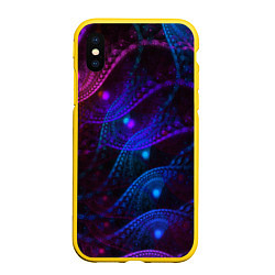 Чехол iPhone XS Max матовый NEON FRACTAL, цвет: 3D-желтый