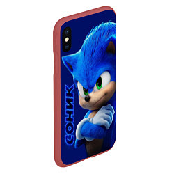 Чехол iPhone XS Max матовый SONIC, цвет: 3D-красный — фото 2