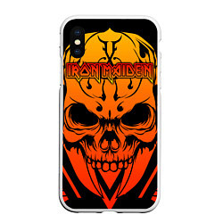 Чехол iPhone XS Max матовый Iron Maiden, цвет: 3D-белый