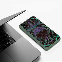 Чехол iPhone XS Max матовый Iron Maiden, цвет: 3D-темно-зеленый — фото 2