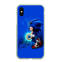 Чехол iPhone XS Max матовый SONIC, цвет: 3D-салатовый