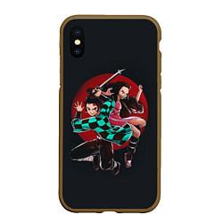 Чехол iPhone XS Max матовый KIMETSU NO YAIBA, цвет: 3D-коричневый