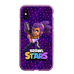 Чехол iPhone XS Max матовый Brawl stars Шелли, цвет: 3D-фиолетовый