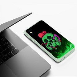 Чехол iPhone XS Max матовый Brawl stars SPIKE, цвет: 3D-салатовый — фото 2