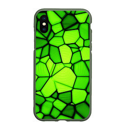 Чехол iPhone XS Max матовый Зеленая мозаика, цвет: 3D-темно-зеленый