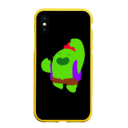 Чехол iPhone XS Max матовый Brawl Stars Spike, цвет: 3D-желтый