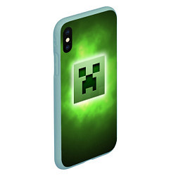 Чехол iPhone XS Max матовый MINECRAFT, цвет: 3D-мятный — фото 2