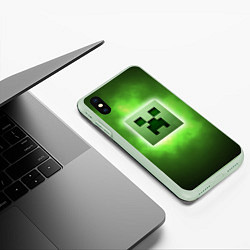 Чехол iPhone XS Max матовый MINECRAFT, цвет: 3D-салатовый — фото 2