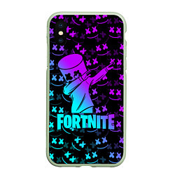 Чехол iPhone XS Max матовый FORTNITE X MARSHMELLO, цвет: 3D-салатовый