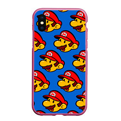 Чехол iPhone XS Max матовый Mario, цвет: 3D-малиновый