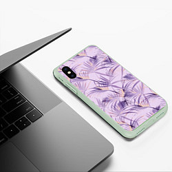 Чехол iPhone XS Max матовый Листья, цвет: 3D-салатовый — фото 2