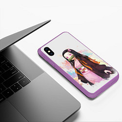 Чехол iPhone XS Max матовый KIMETSU NO YAIBA, цвет: 3D-фиолетовый — фото 2