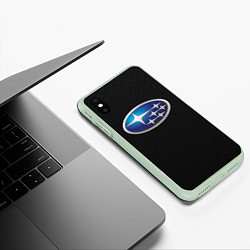 Чехол iPhone XS Max матовый SUBARU, цвет: 3D-салатовый — фото 2