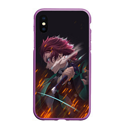 Чехол iPhone XS Max матовый KIMETSU NO YAIBA, цвет: 3D-фиолетовый