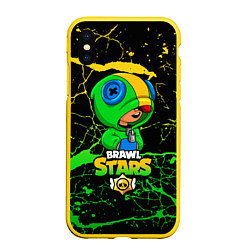 Чехол iPhone XS Max матовый Brawl Stars Leon, цвет: 3D-желтый