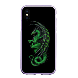 Чехол iPhone XS Max матовый Green Dragon, цвет: 3D-светло-сиреневый