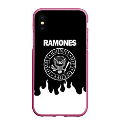 Чехол iPhone XS Max матовый RAMONES, цвет: 3D-малиновый