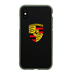 Чехол iPhone XS Max матовый PORSCHE, цвет: 3D-темно-зеленый